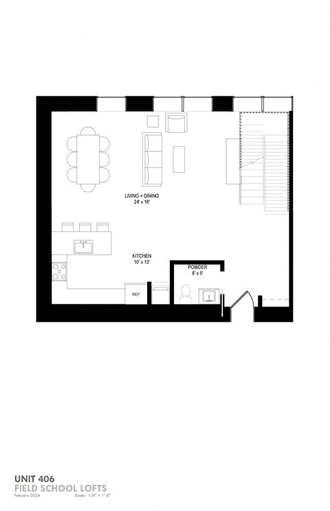 a floor plan of a small house with a bedroom and a living room